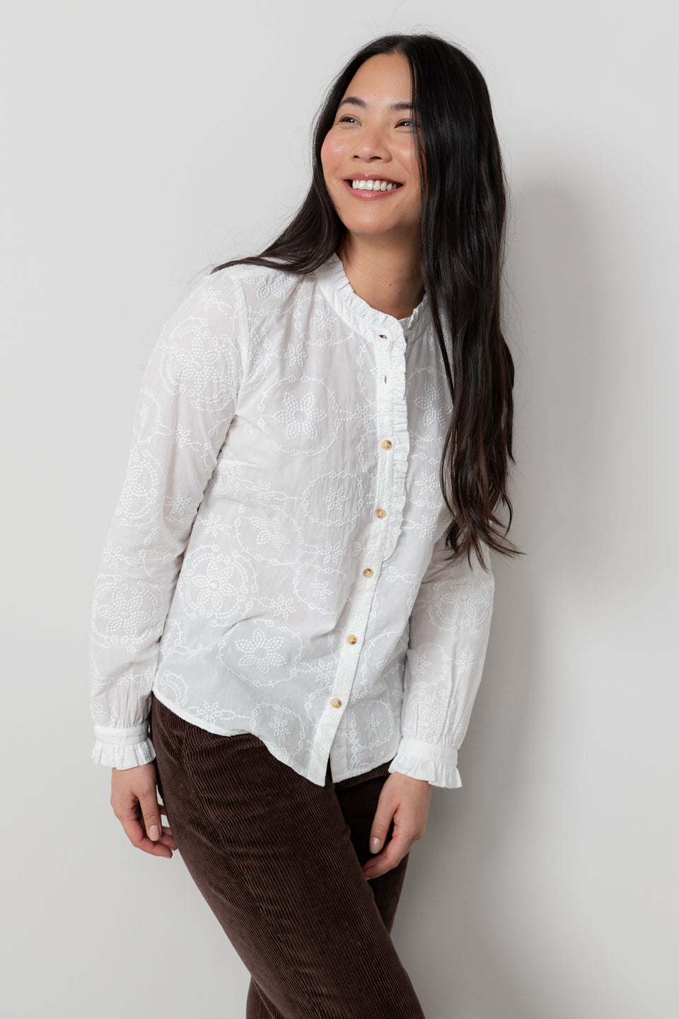 Lily & Me Rachel Frill Embroidered Blouse