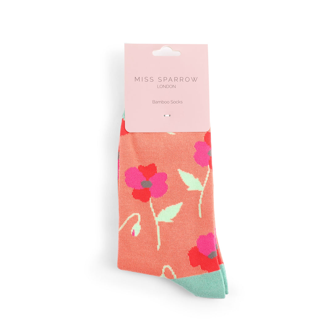 Orange Poppy Bamboo Socks