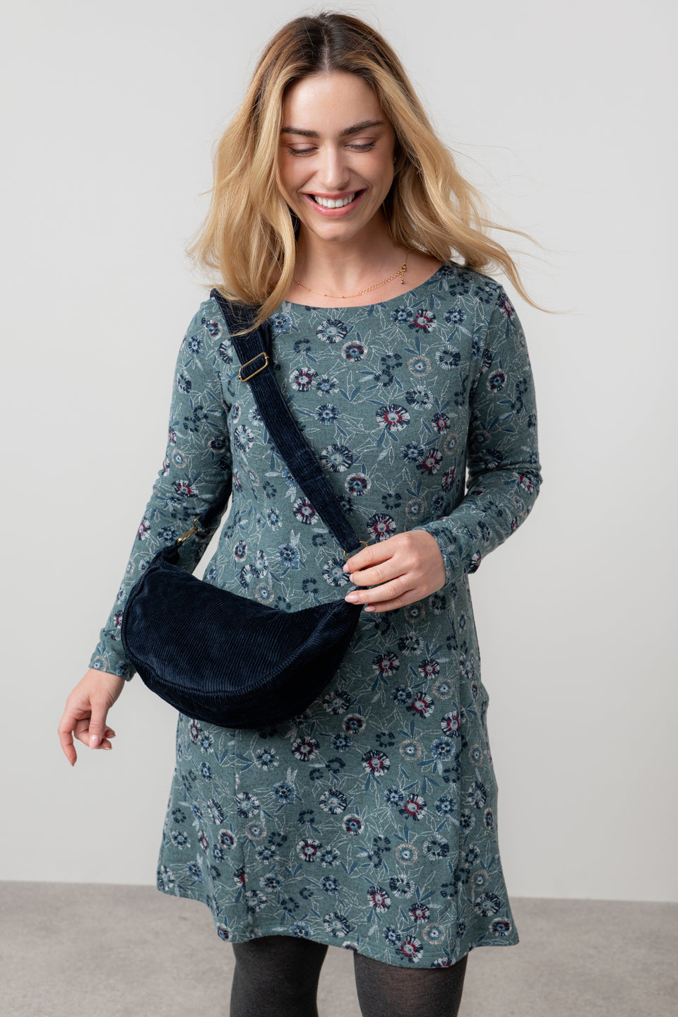 Lily & Me Jumbo Cord Sling Bag in Navy
