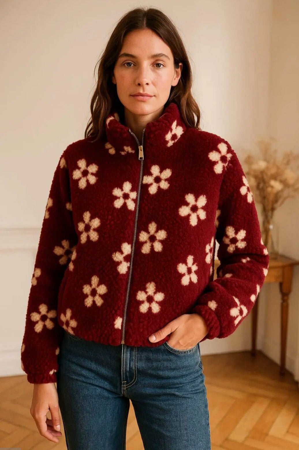 Retro Floral Teddy Fleece
