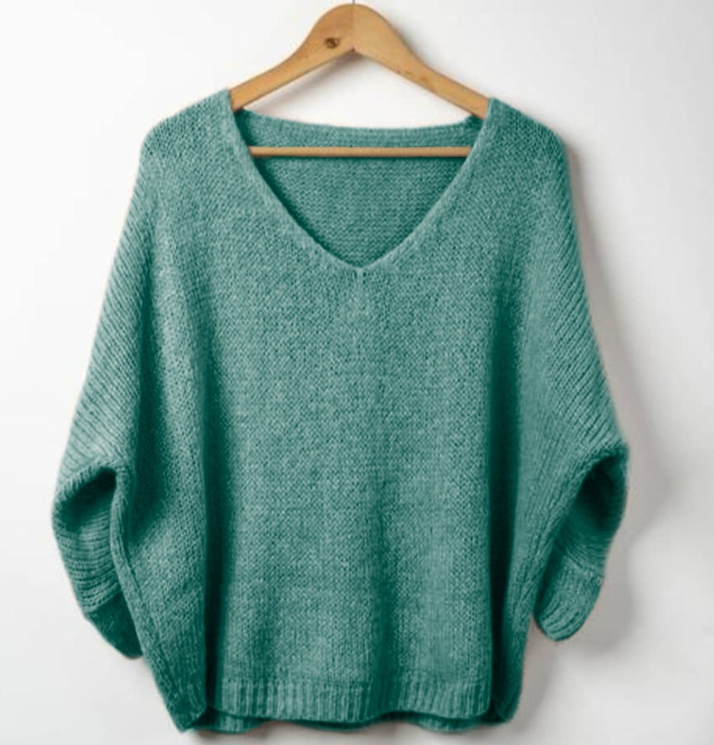Mohair Slouch Jumper in Deep Seafoam