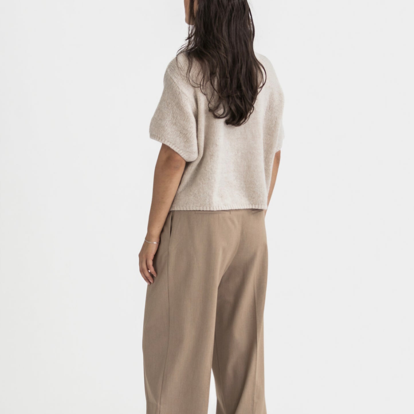 Mohair Cropped Jumper in Natural Linen