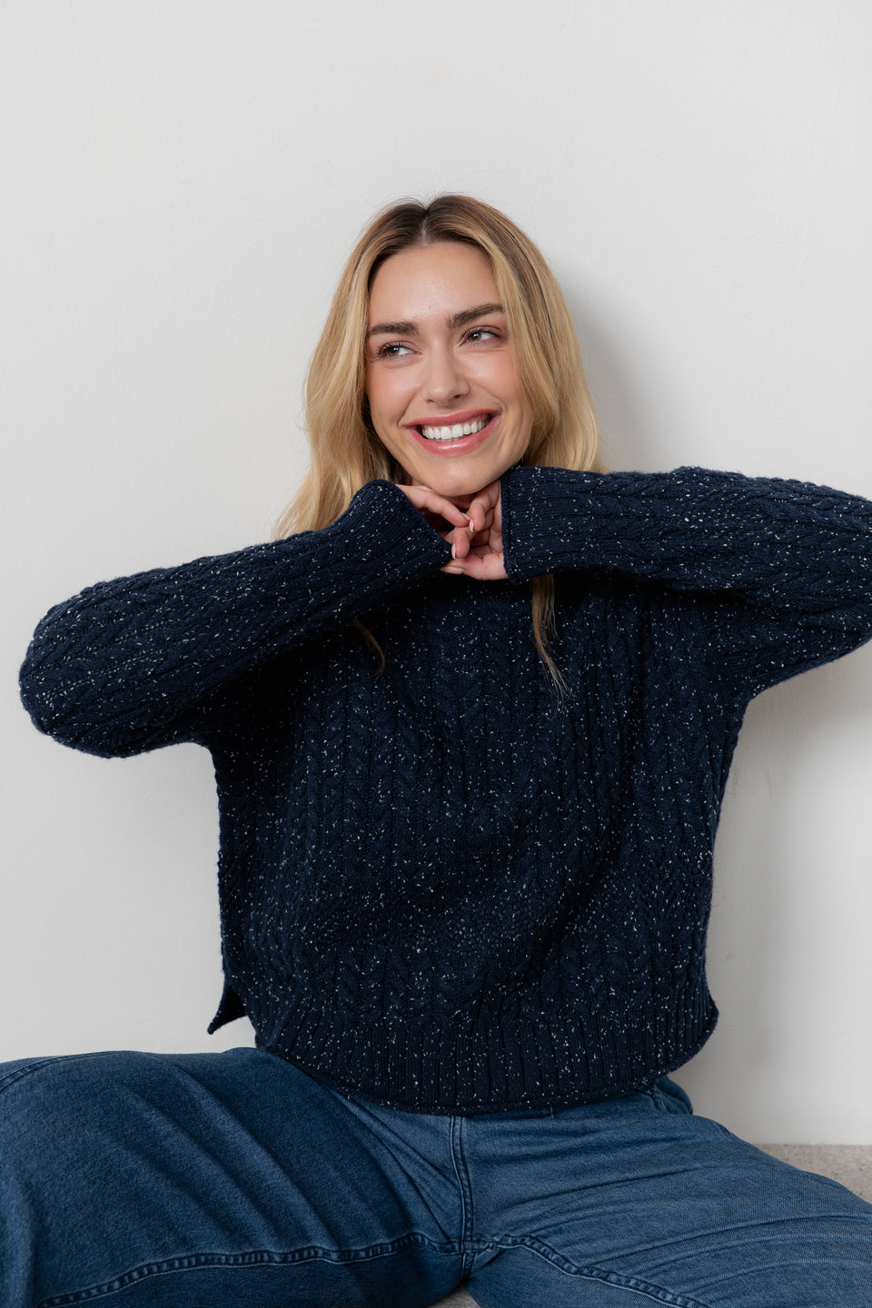 Lily & Me Elspeth Fleck Knit Jumper Navy