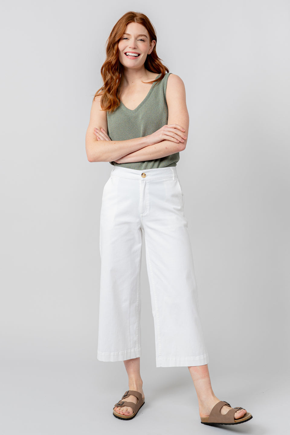 Lily & Me Isla Crop Trousers in White
