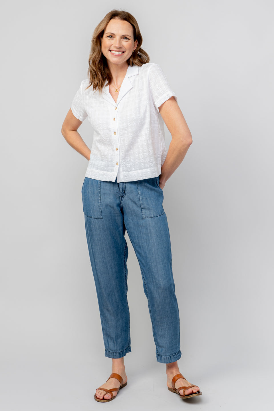 Lily & Me Pippa Seersucker Shirt in White