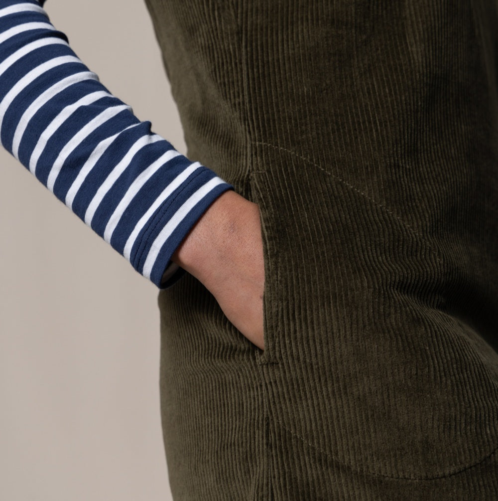 Lily & Me Belle Jumbo Cord Dress Olive