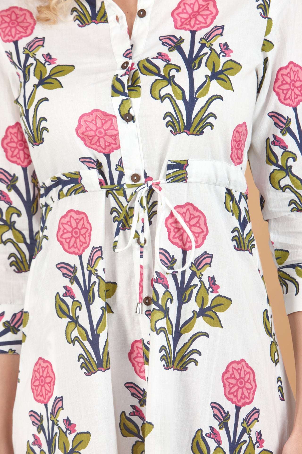 Inara Indian Cotton Rosette Dress