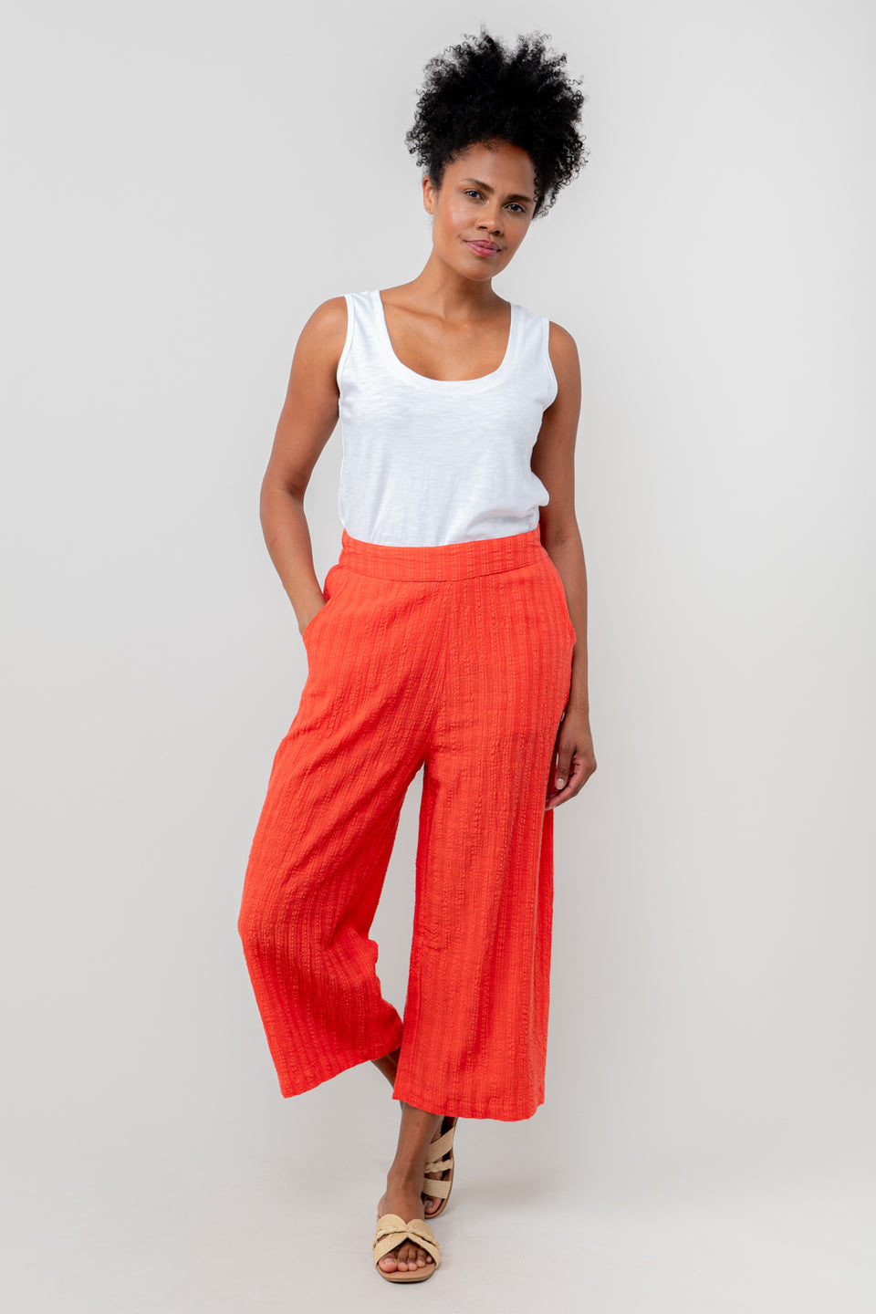 Lily & Me Drift Seersucker Trousers in Cerise