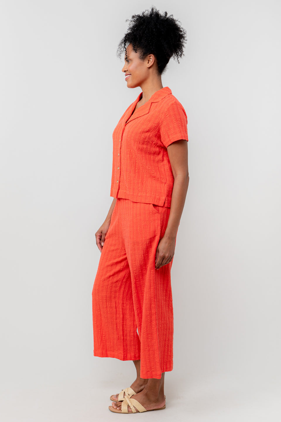 Lily & Me Drift Seersucker Trousers in Cerise