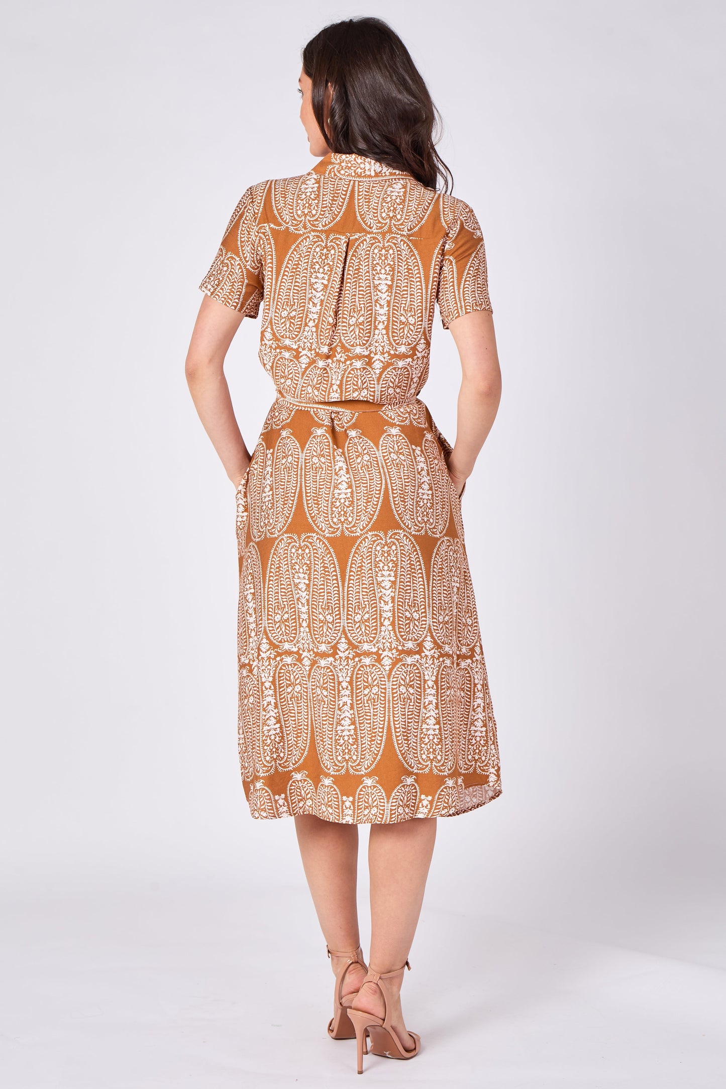 Paisley Midi Shirt Dress in Sienna