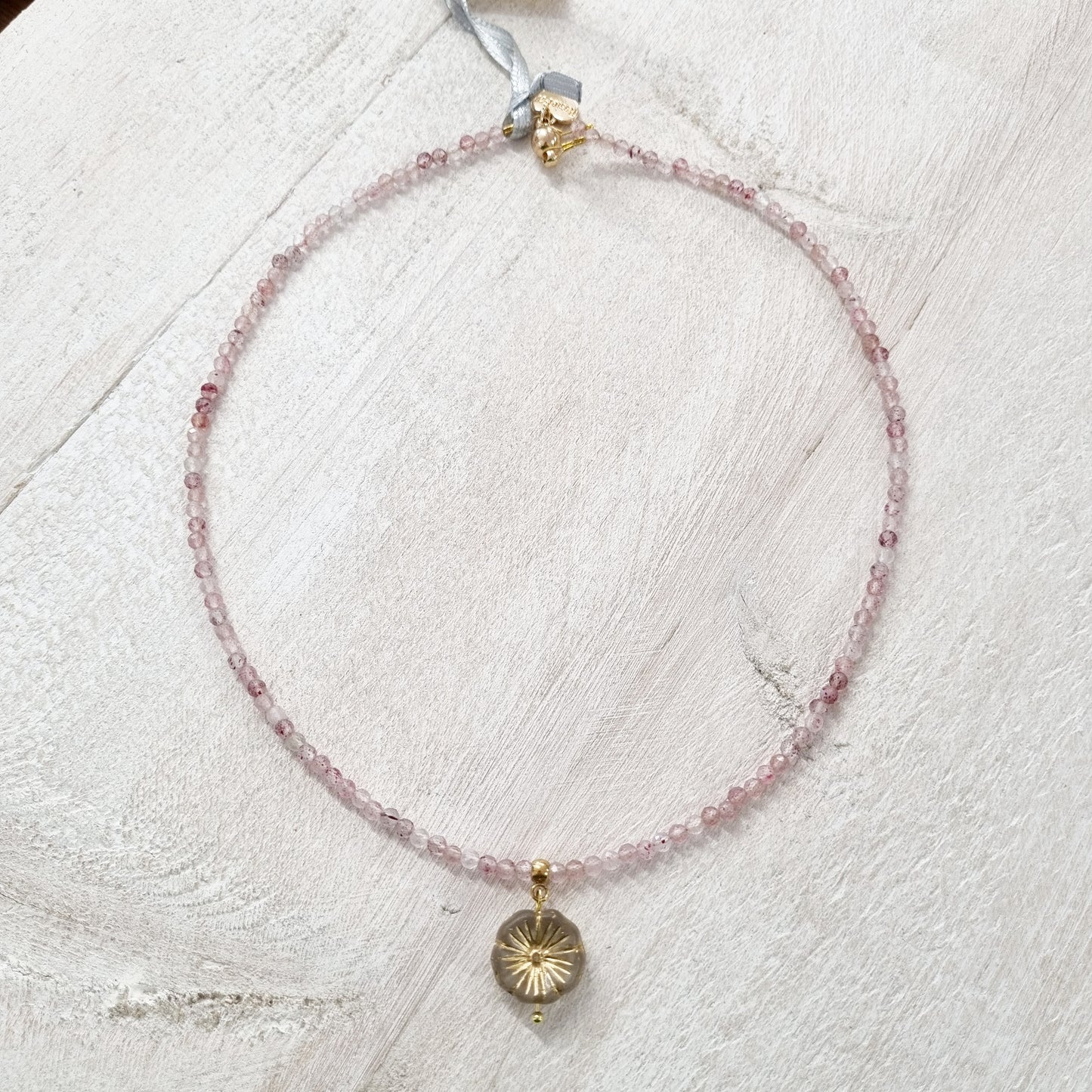 Full Strawberry Quartz Pansy Necklace