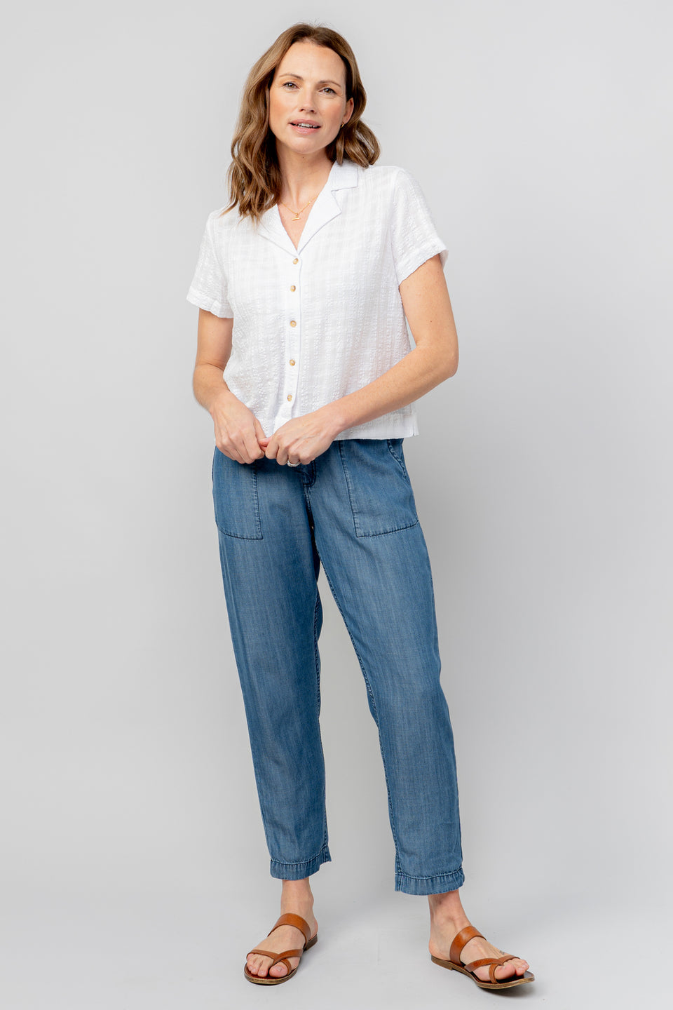 Lily & Me Pippa Seersucker Shirt in White