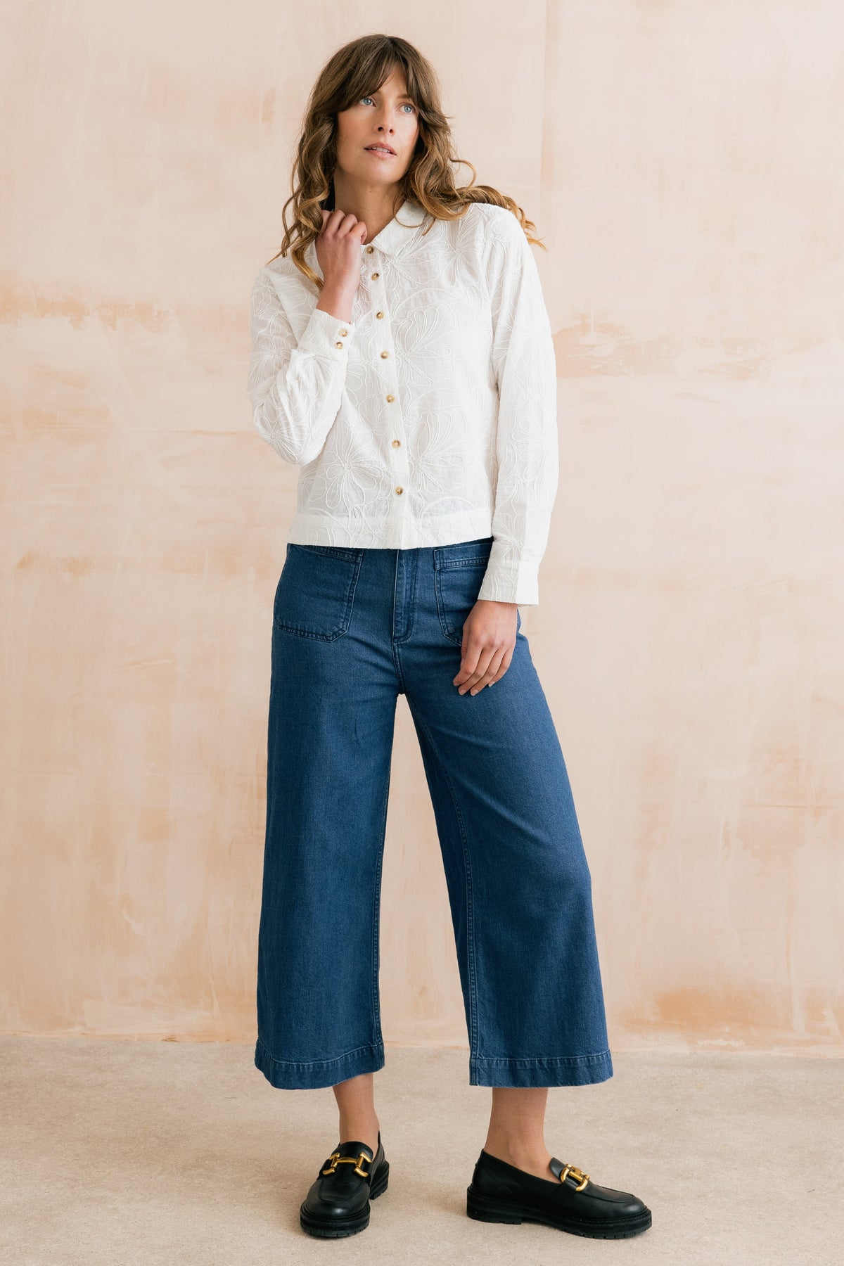 Lily & Me Bracken Bloom Embroidered Boxy Shirt