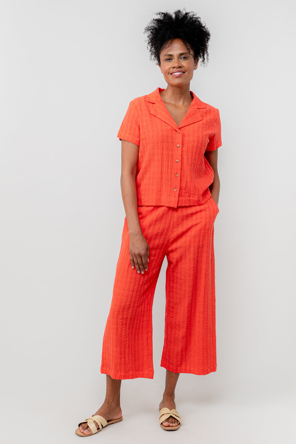 Lily & Me Drift Seersucker Trousers in Cerise