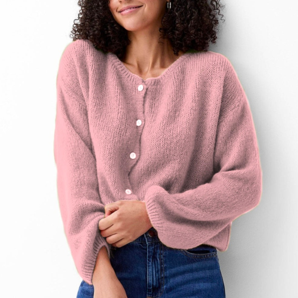 Mohair Long Sleeve Cardi in Carnation Pink