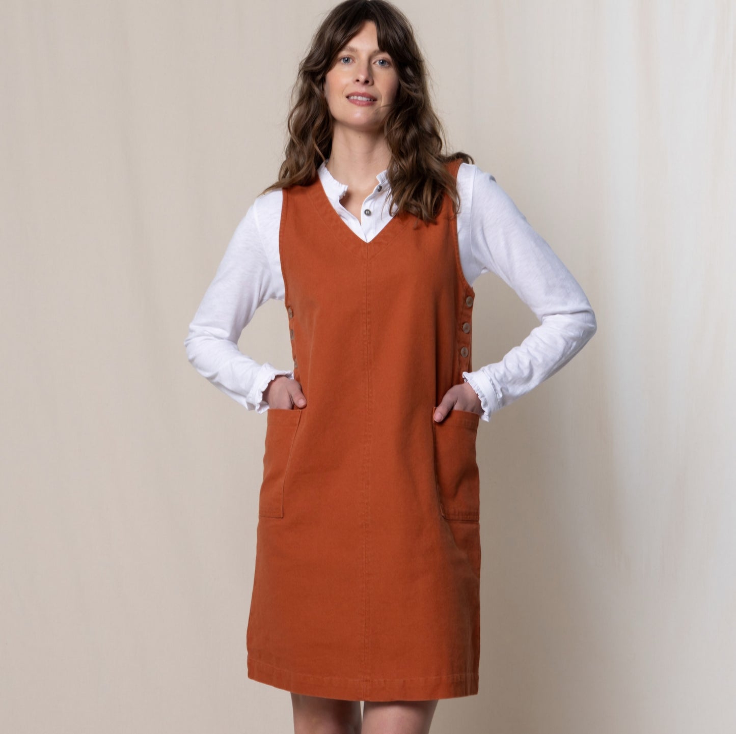 Lily & Me Hilda Pinafore Canvas Dress Ginger