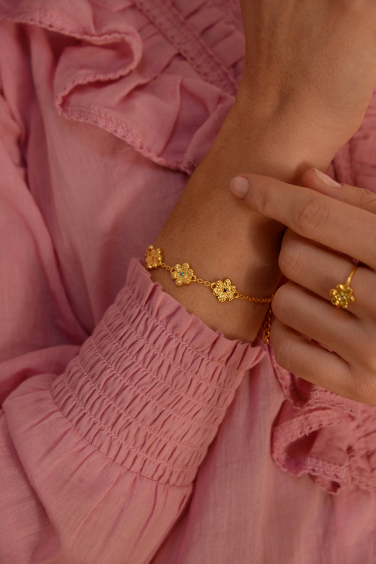 My Doris Gold Hammered Flower Bracelet