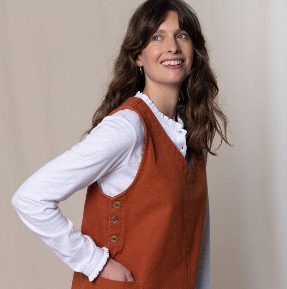 Lily & Me Hilda Pinafore Canvas Dress Ginger
