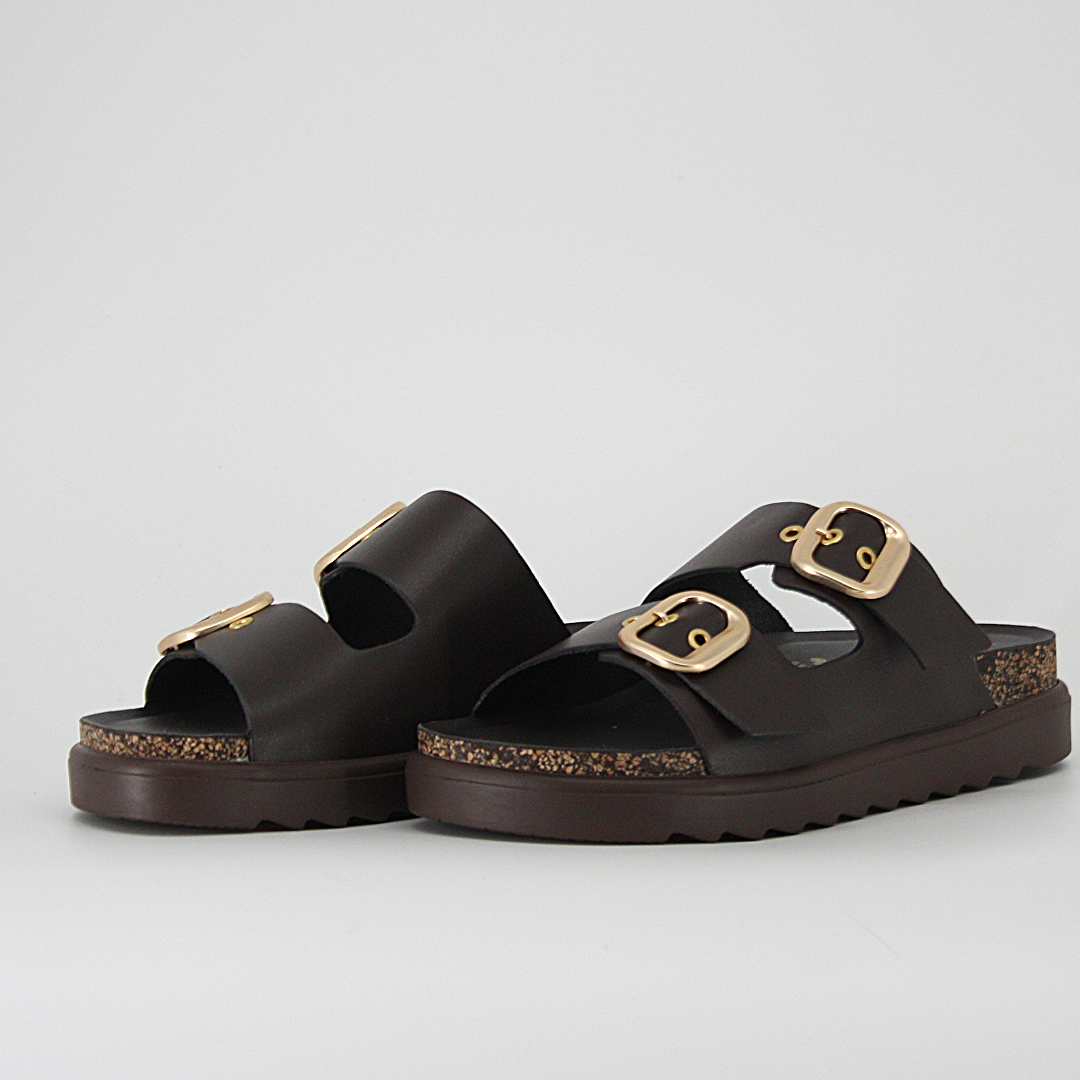 Yokono Tunez Double Strap Sandals in Brown