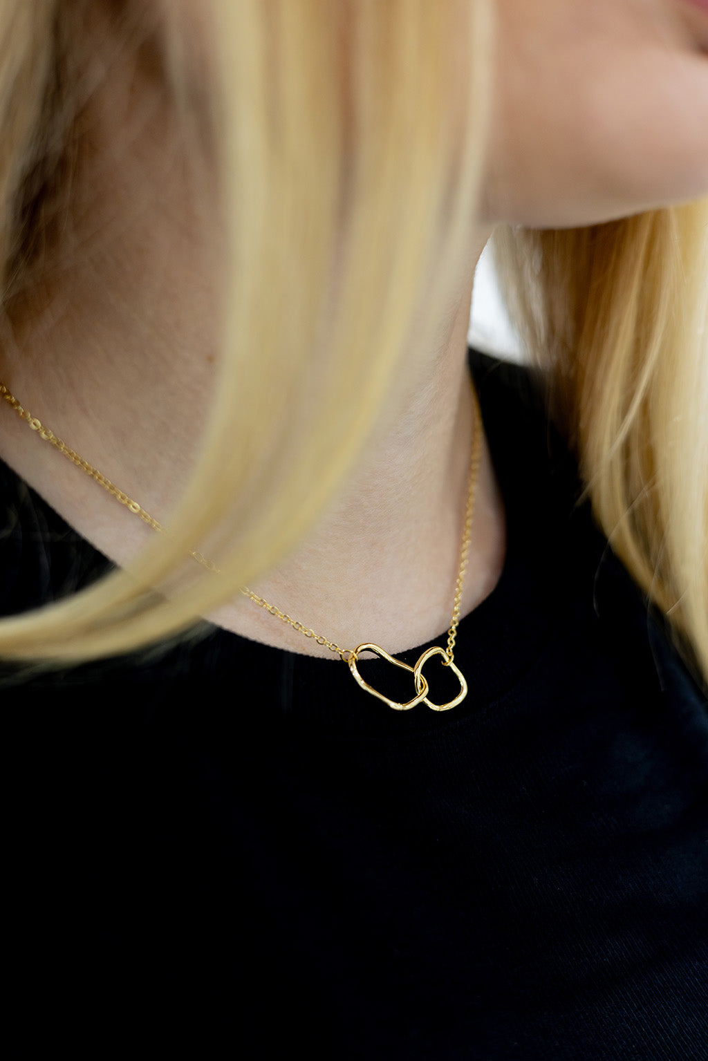 WHITE LEAF 18kt Plated Gold Twin Hoop Necklace