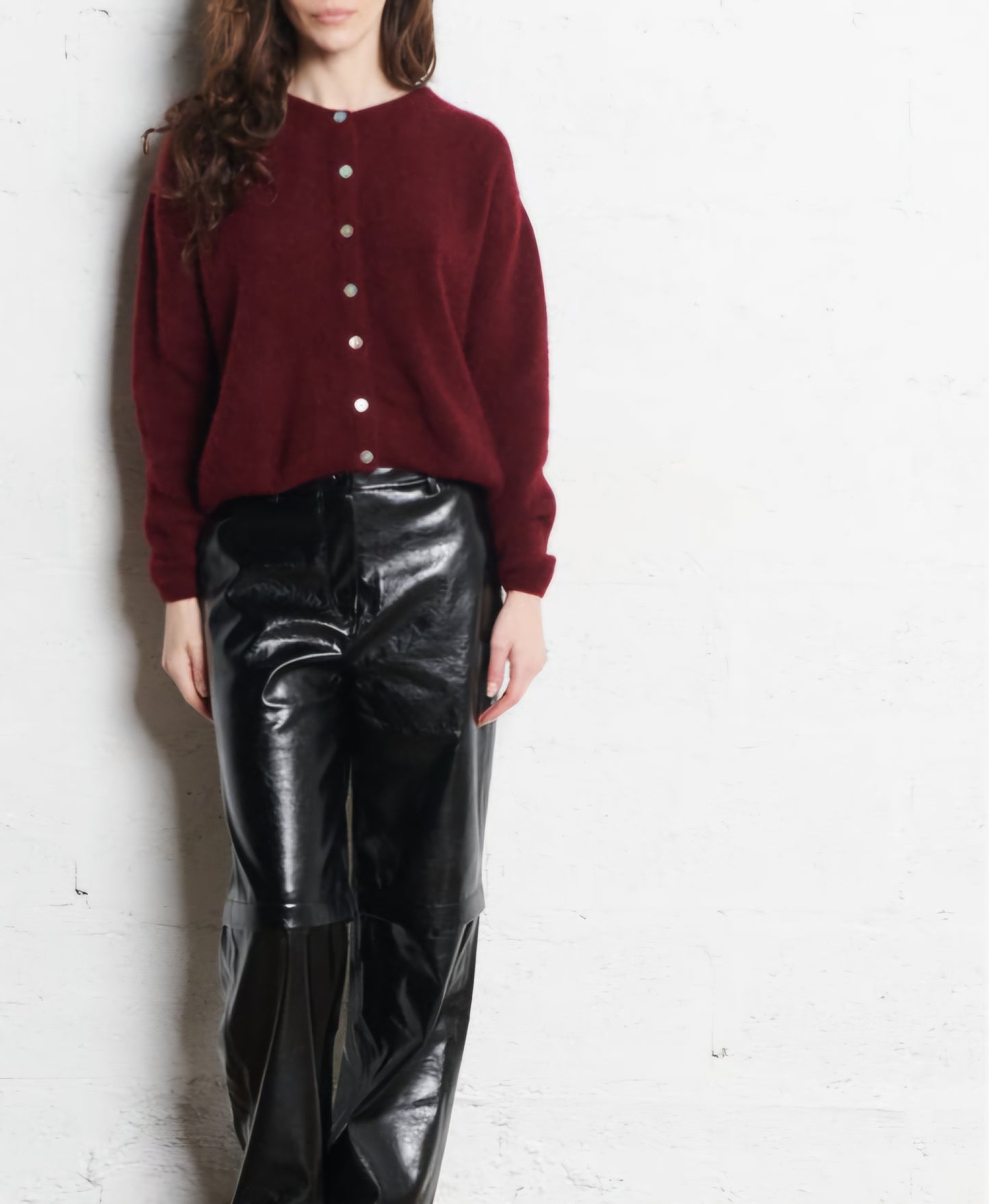 Mohair Long Sleeve Cardi in Mulberry