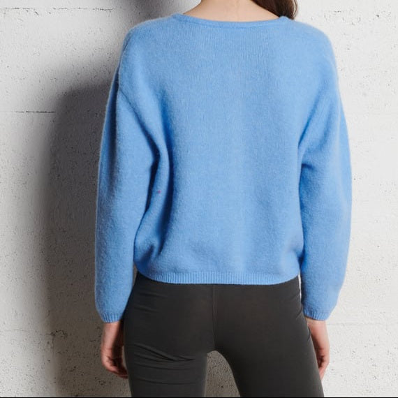 Mohair Long Sleeve Cardi in Sky