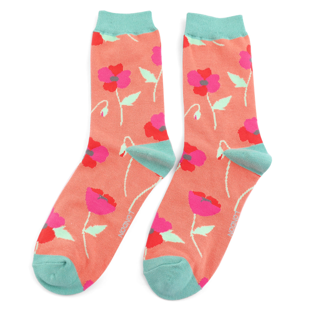 Orange Poppy Bamboo Socks