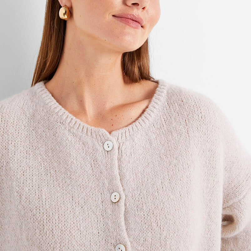 Mohair Cropped Cardi in Natural Linen