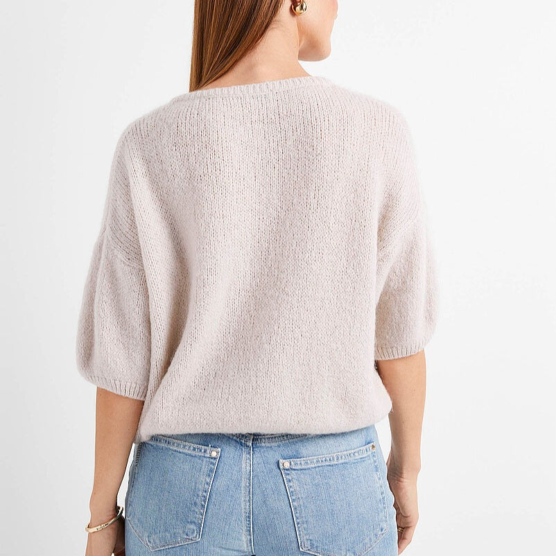 Mohair Cropped Cardi in Natural Linen