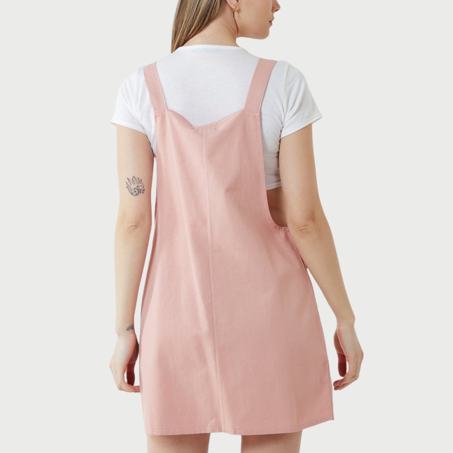 100% Cotton Pinafore Dress in Pink
