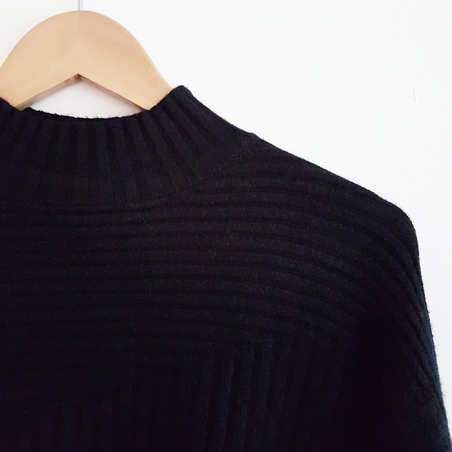Ribbed Funnel Neck Jumper Black
