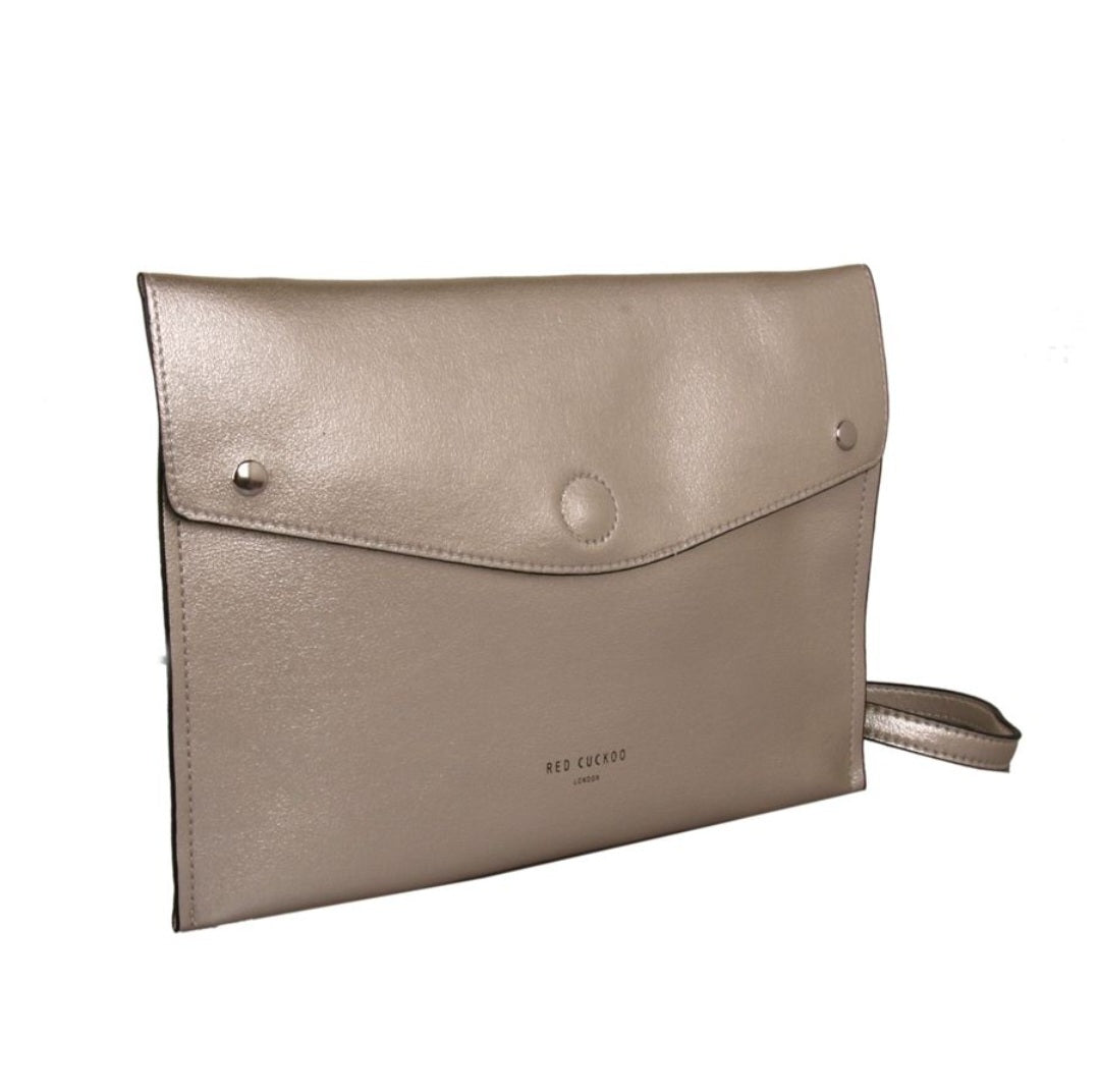 Red Cuckoo Metallic Pearl Clutch