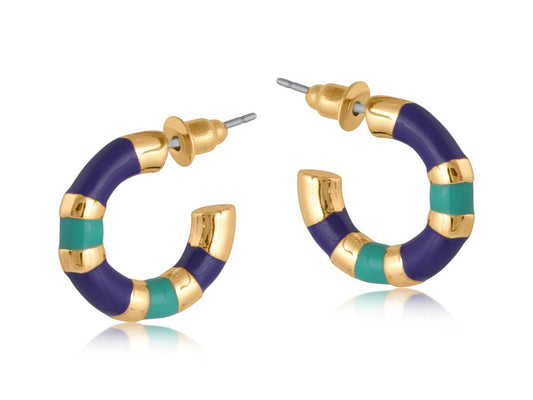 Malina Multi Toned Enamelled Earrings in Blue