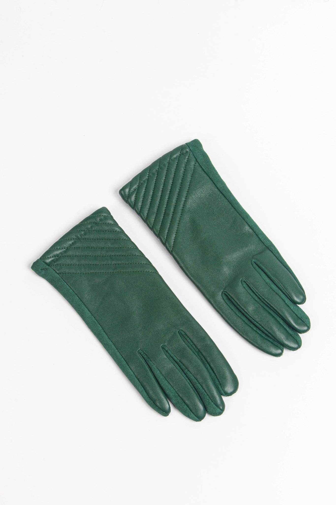 Diagonal Stitch Gloves in Emerald
