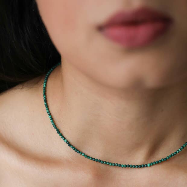 Short Malachite Beaded Necklace