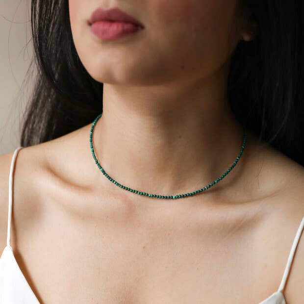 Short Malachite Beaded Necklace