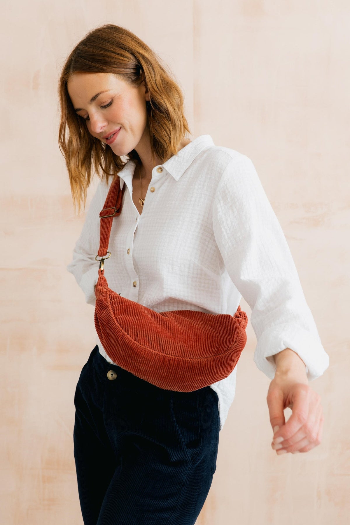 Lily & Me Jumbo Cord Sling Bag in Terracotta