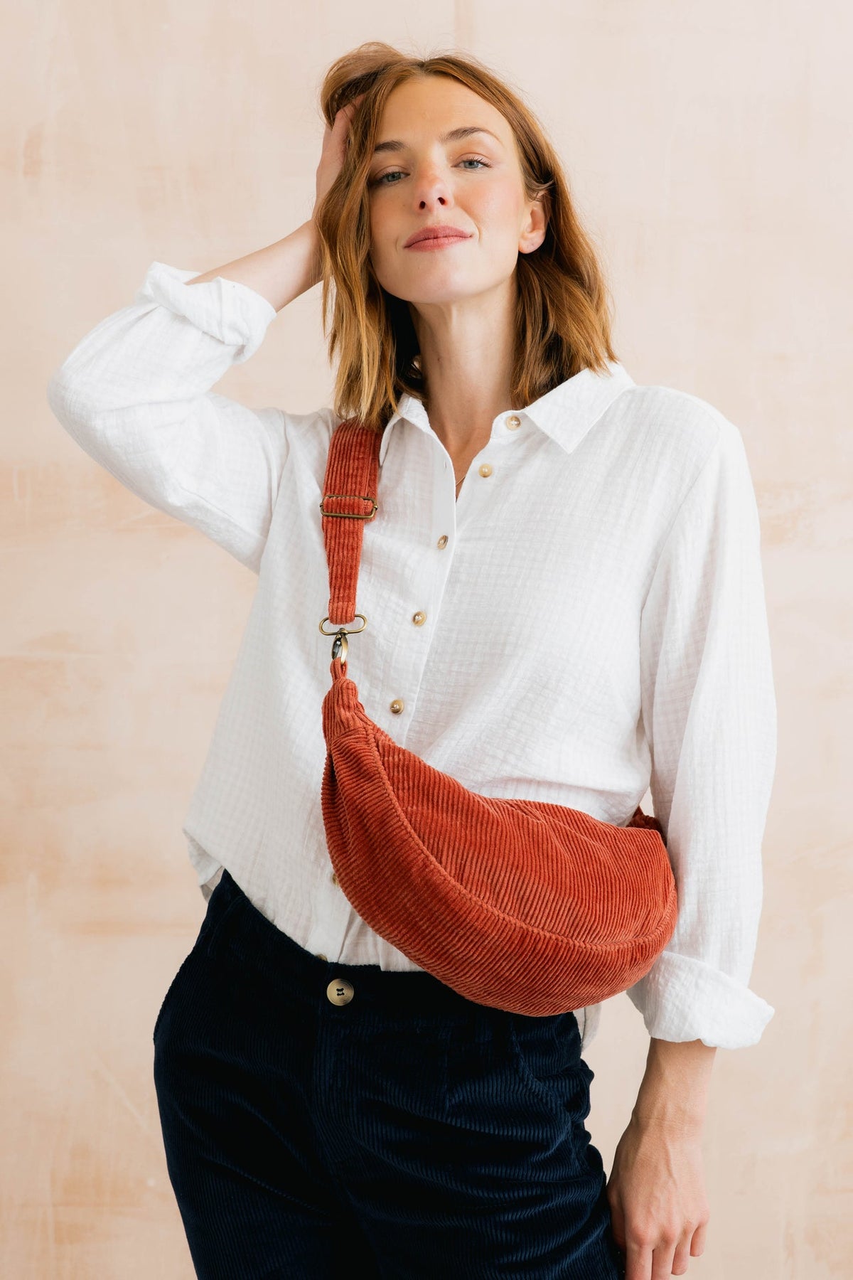 Lily & Me Jumbo Cord Sling Bag in Terracotta