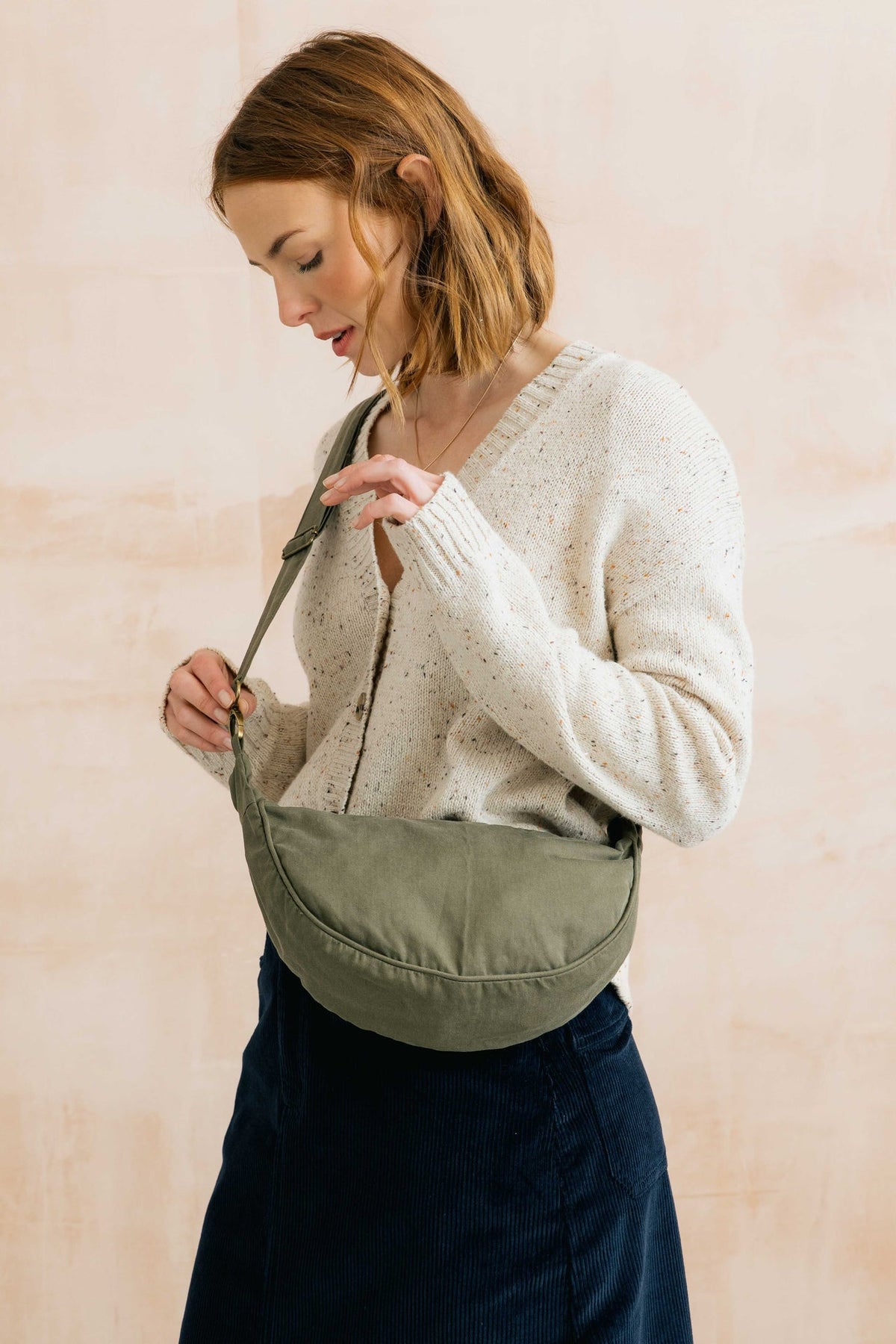 Lily & Me Cotton Sling Bag in Olive