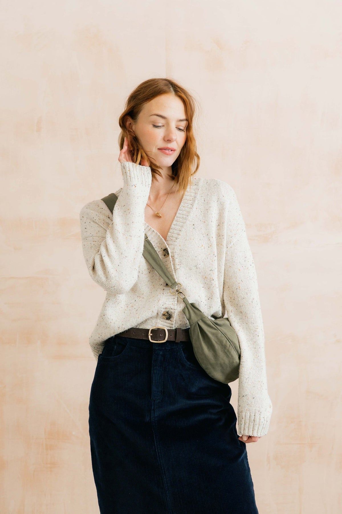 Lily & Me Cotton Sling Bag in Olive
