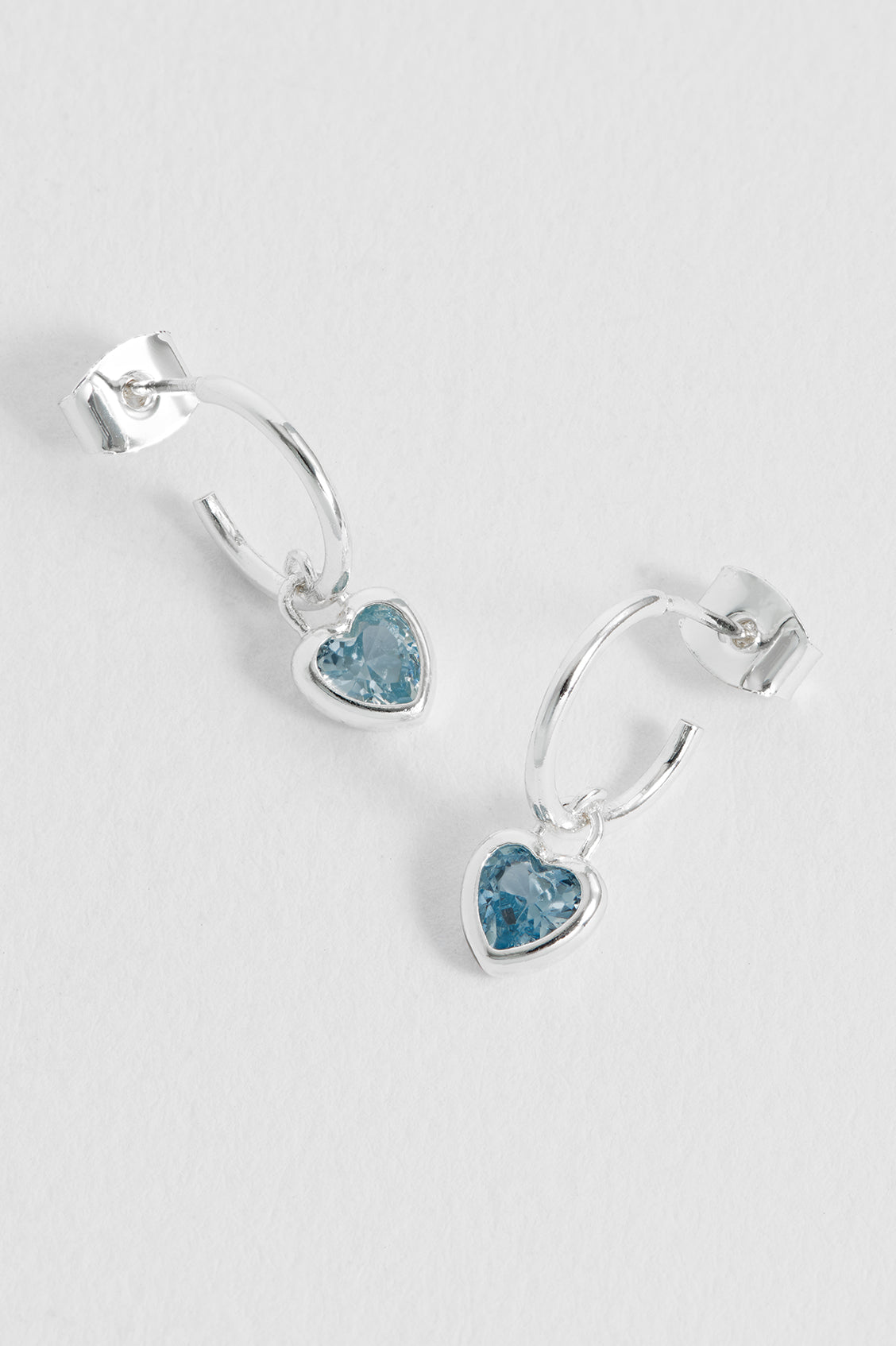 Estella Bartlett Blue CZ Padlock Hoops Silver