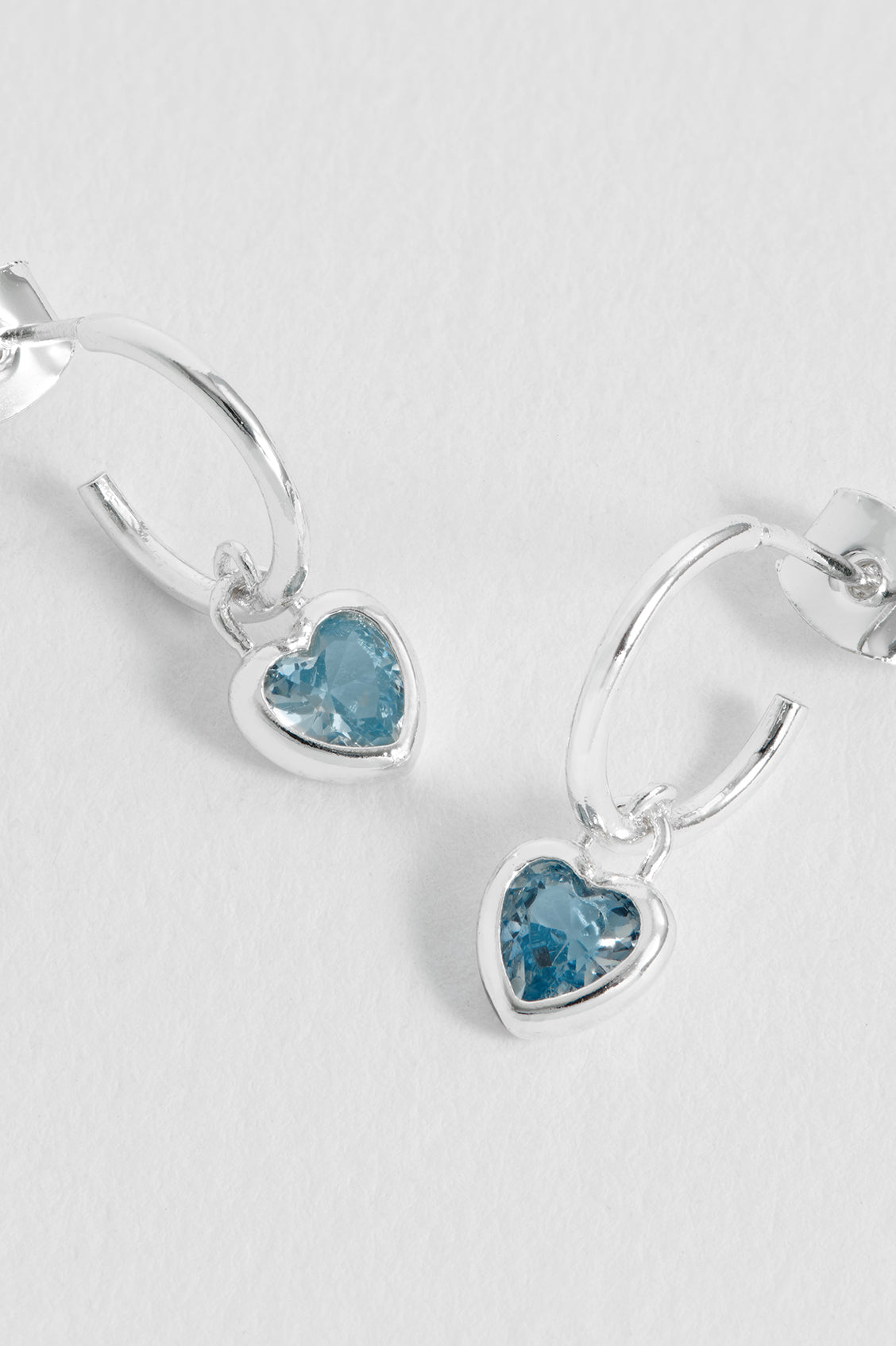 Estella Bartlett Blue CZ Padlock Hoops Silver