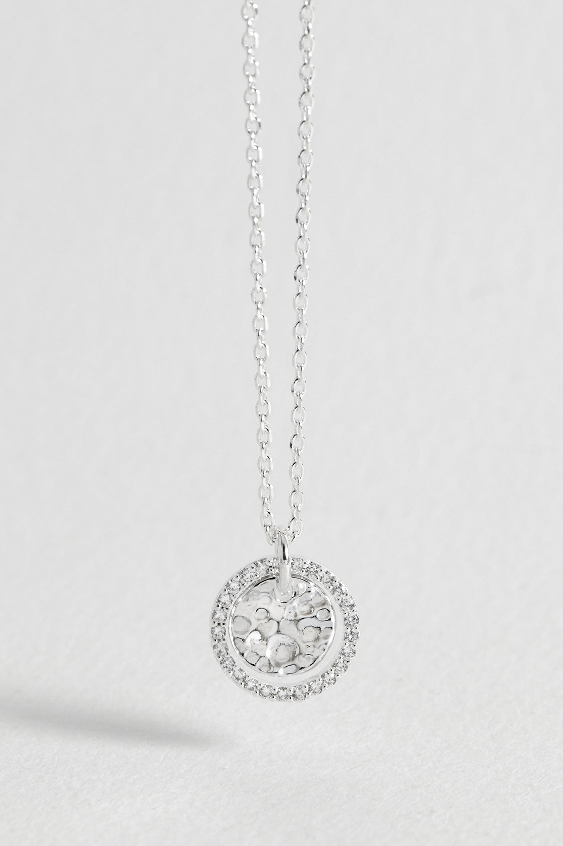 Estella Bartlett Hammered CZ Coin Necklace