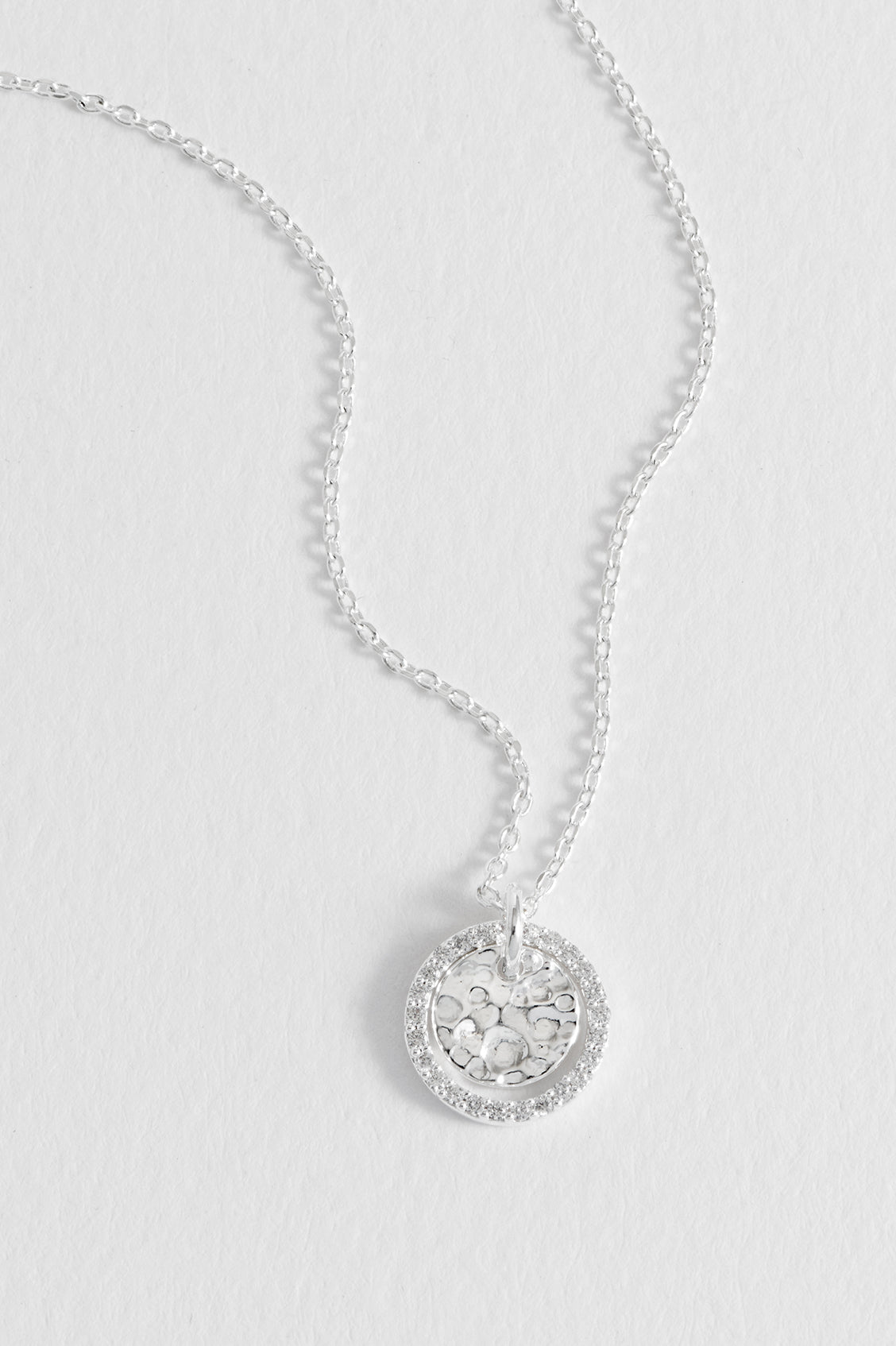 Estella Bartlett Hammered CZ Coin Necklace