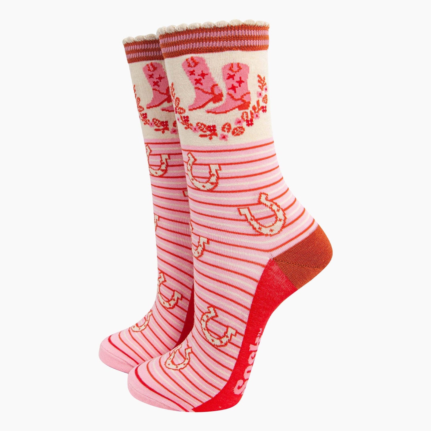 Cowboy Boot Stripe Bamboo Socks