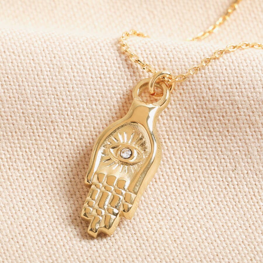 Hamsa Hand Necklace 14ct Gold Plated