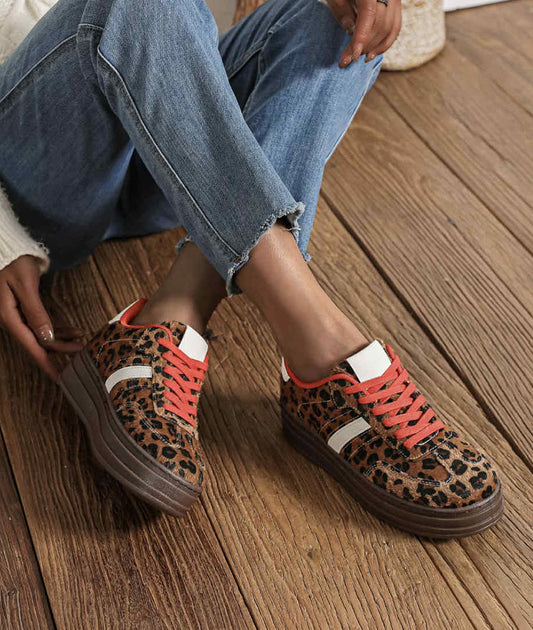 Ferra Faux Pony Leopard Print Trainers