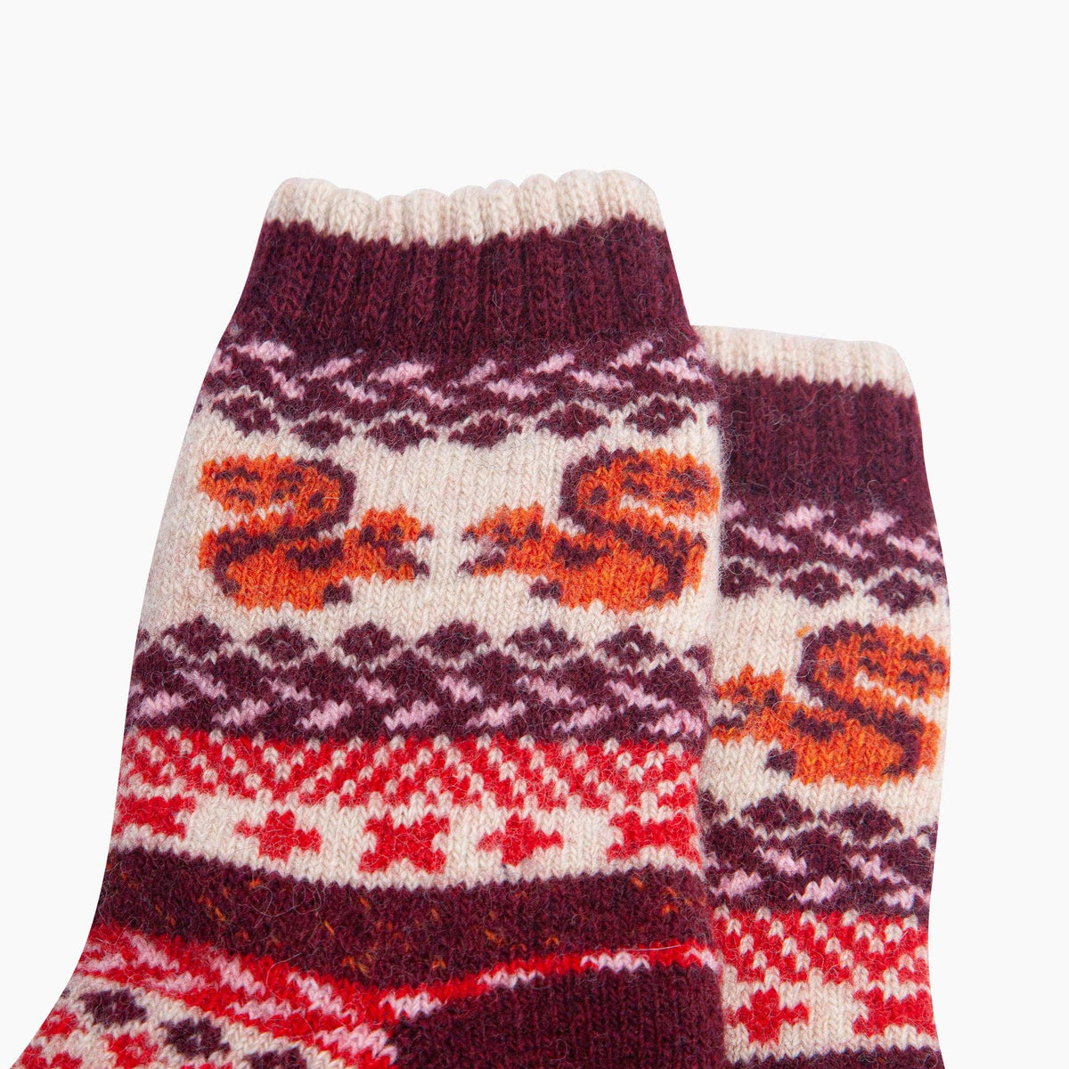 Thick Squirrel Fair Isle Wool Blend Socks (3-7)