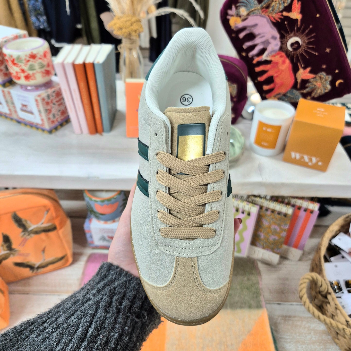 Katie Platform Trainers in Stone & Emerald