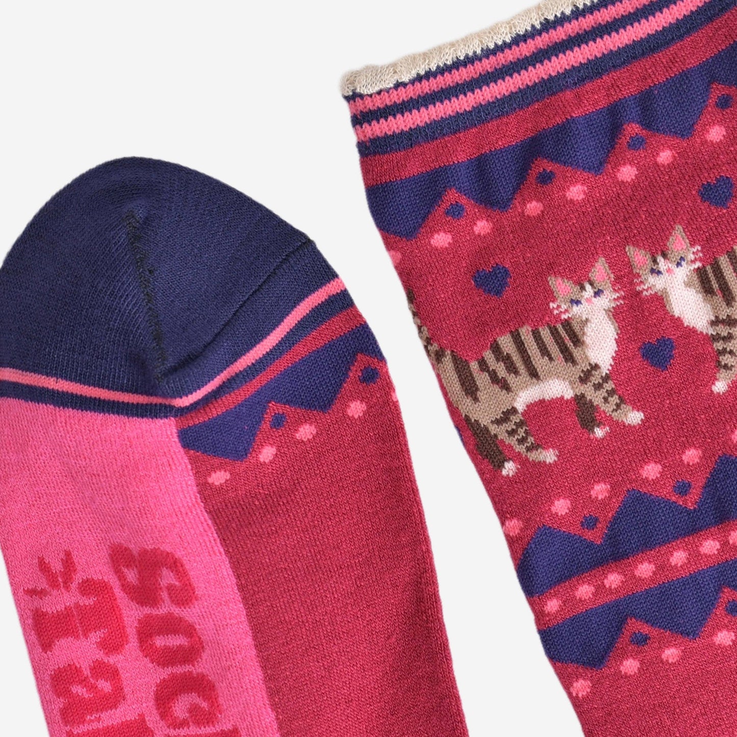Fair Isle Tabby Cats Bamboo Socks